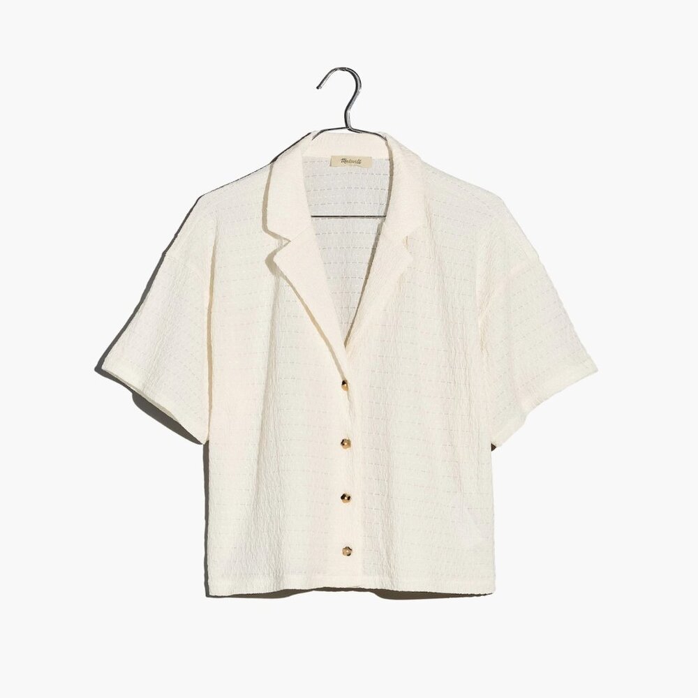 Madewell Crinkle-Knit Button-Front Top